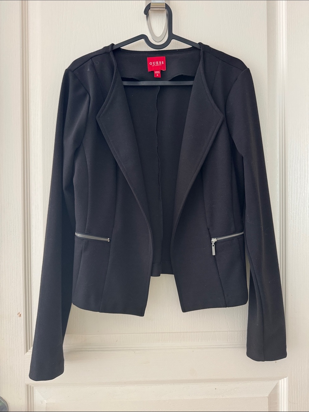 GUESS Black Open-Front Blazer with Zip Pockets